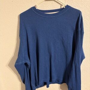 American Eagle Outfitters Blue Waffle Knit Top